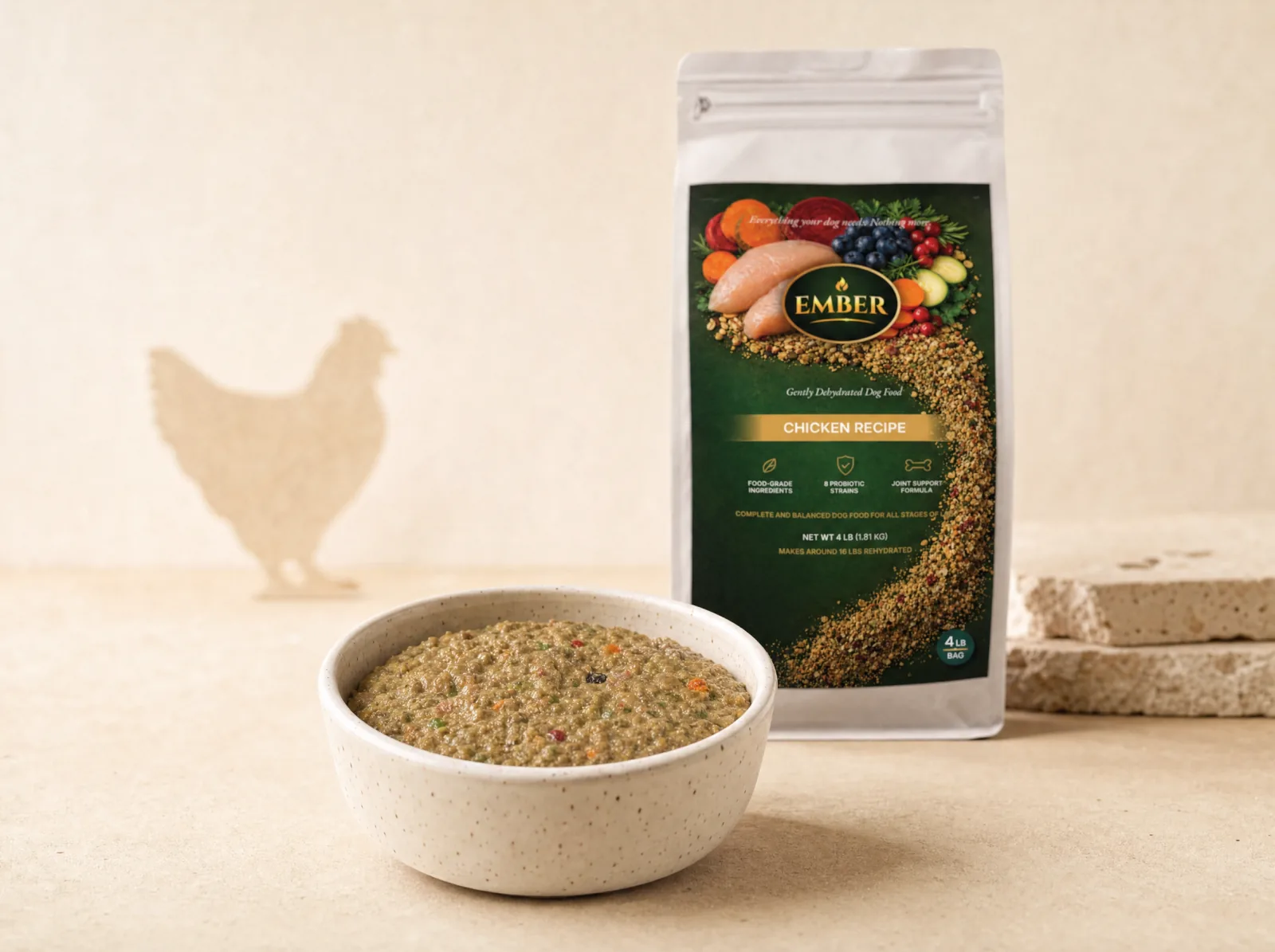 Ember Chicken recipe bag with a prepared bowl.