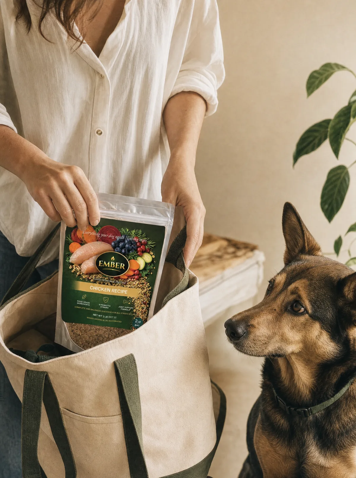An Ember pantry-friendly feeding routine prepared for travel.